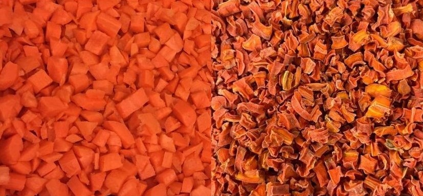 Fresh Diced Carrots and Microwave Diced Carrots. Drying diced carrots is an ideal application for microwaves because of their irregular shape. RF usually requires material to be uniformly shaped for proper drying.